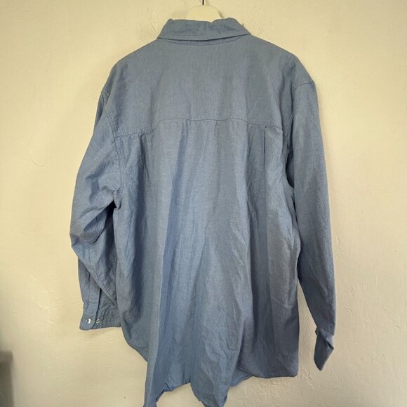 Casey Coleman Womens Floral & Butterfly Embroidered Button-Up Shirt Top XL Blue - Picture 2 of 8